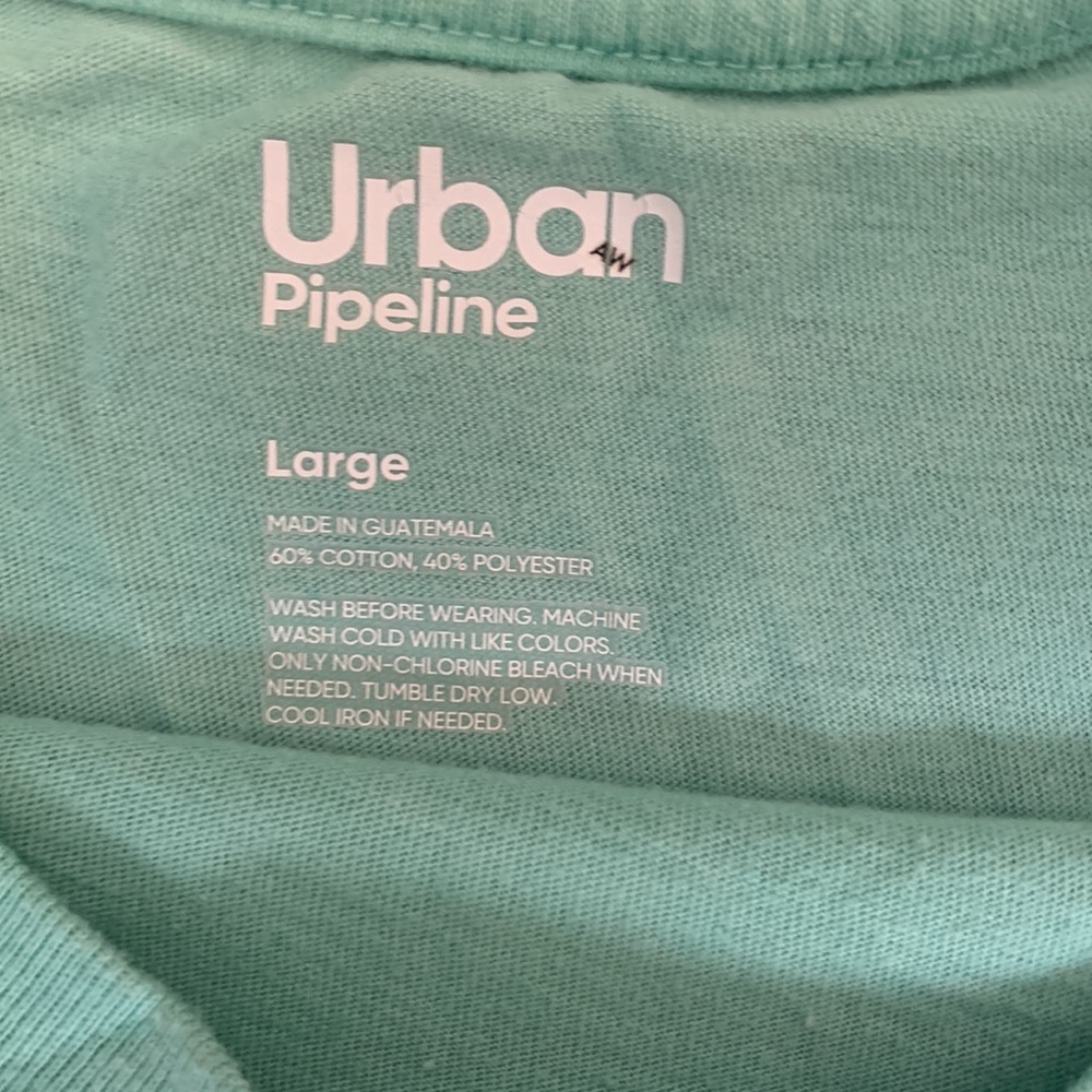 Men’s Large Urban Pipeline Turquoise Striped Tee - Picture 2 of 2